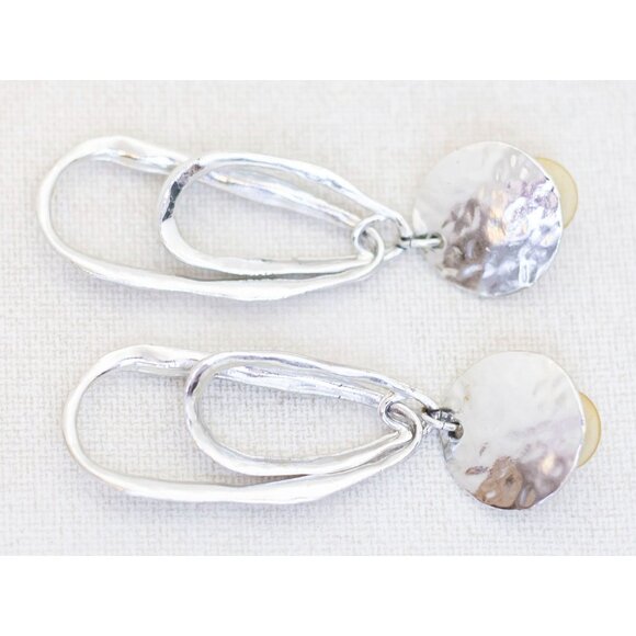 Vintage Gigantic Edwardian Hammered Dangle Earrings - AA1 - Picture 2 of 3